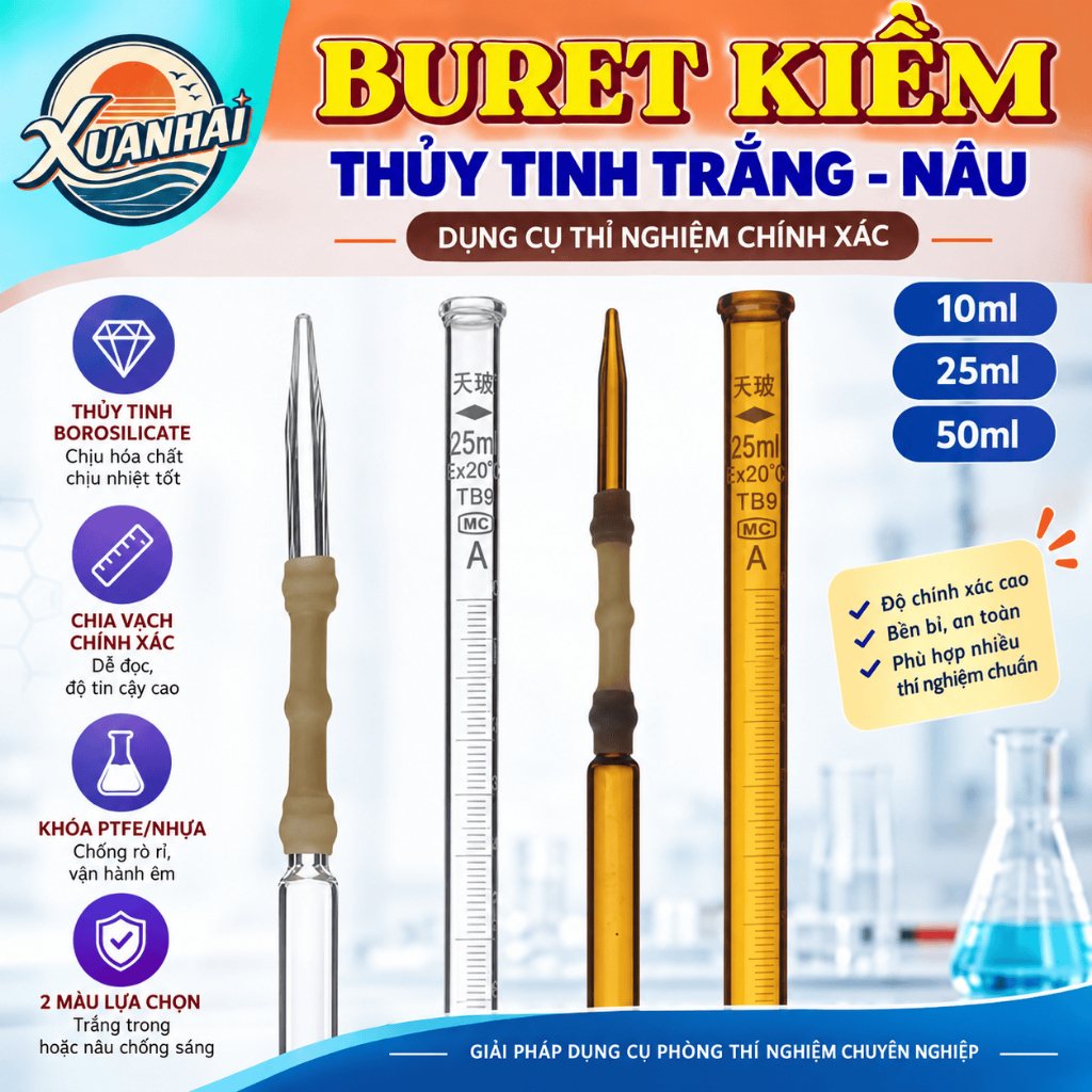 Buret kiềm TRẮNG-NÂU 10ml 25ml 50ml