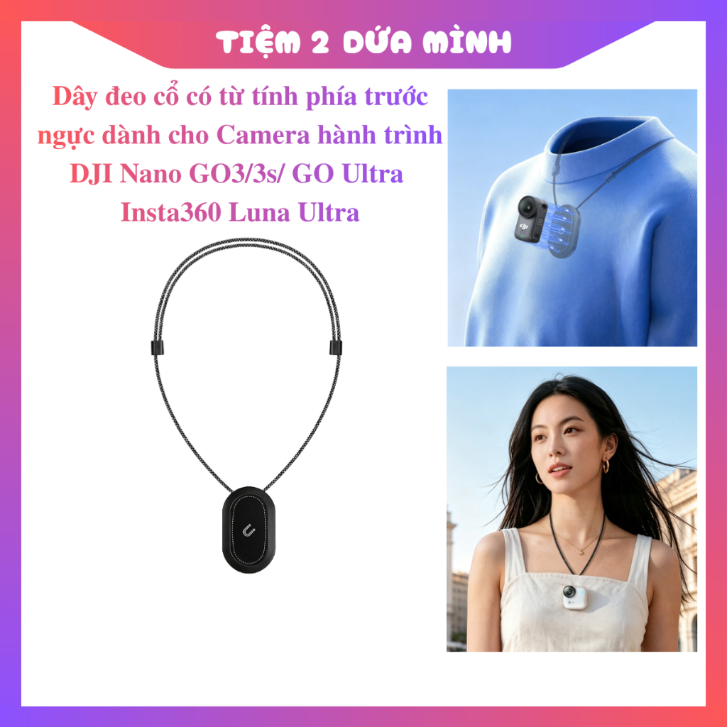 Dây Đeo Cổ Từ Tính Phía Trước Ngực dành cho Camera hành trình DJI Nano GO3/ 3s/ GO Ultra/ Insta360 L