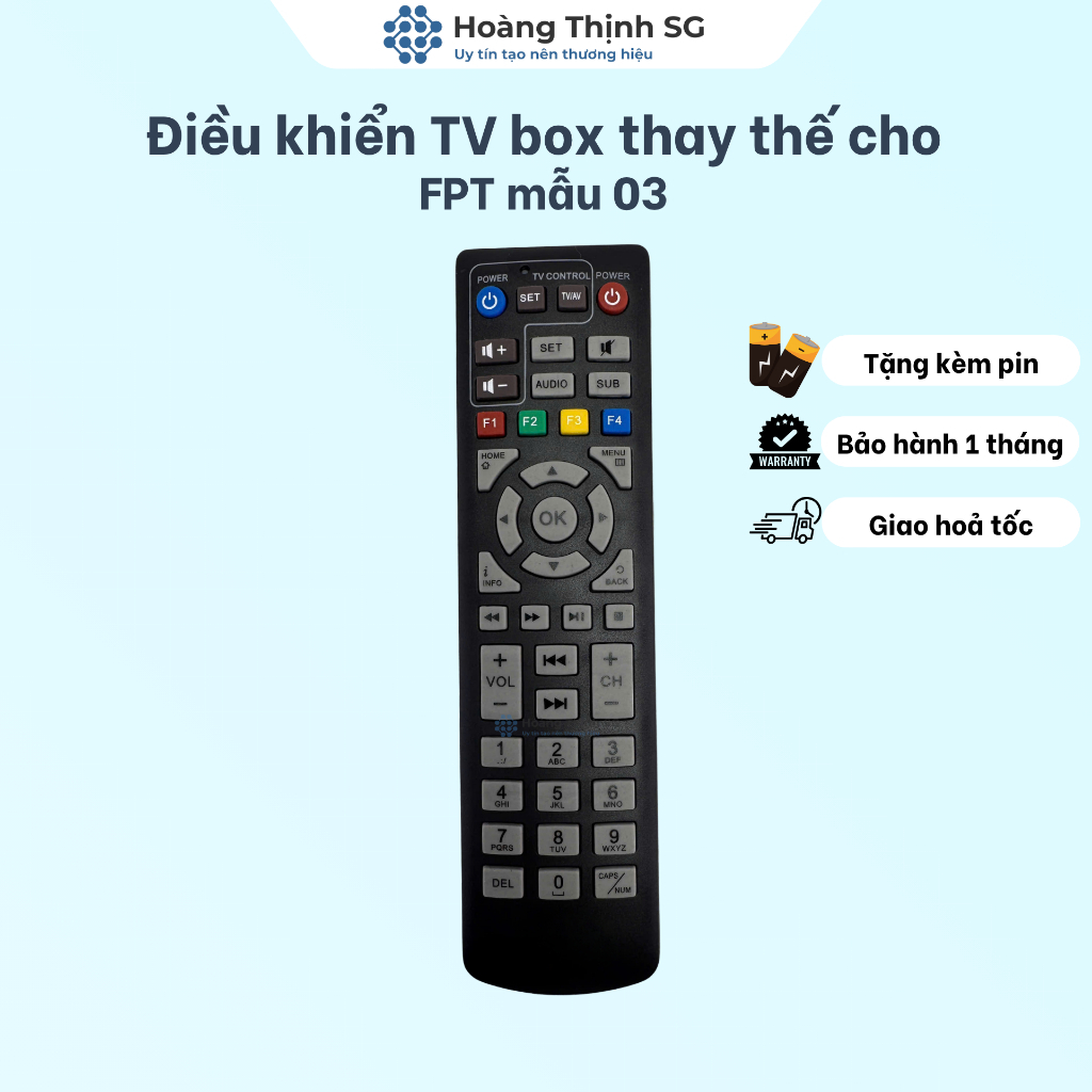Điều khiển thay thế TV box FPT, remote TV box FPT mẫu 03