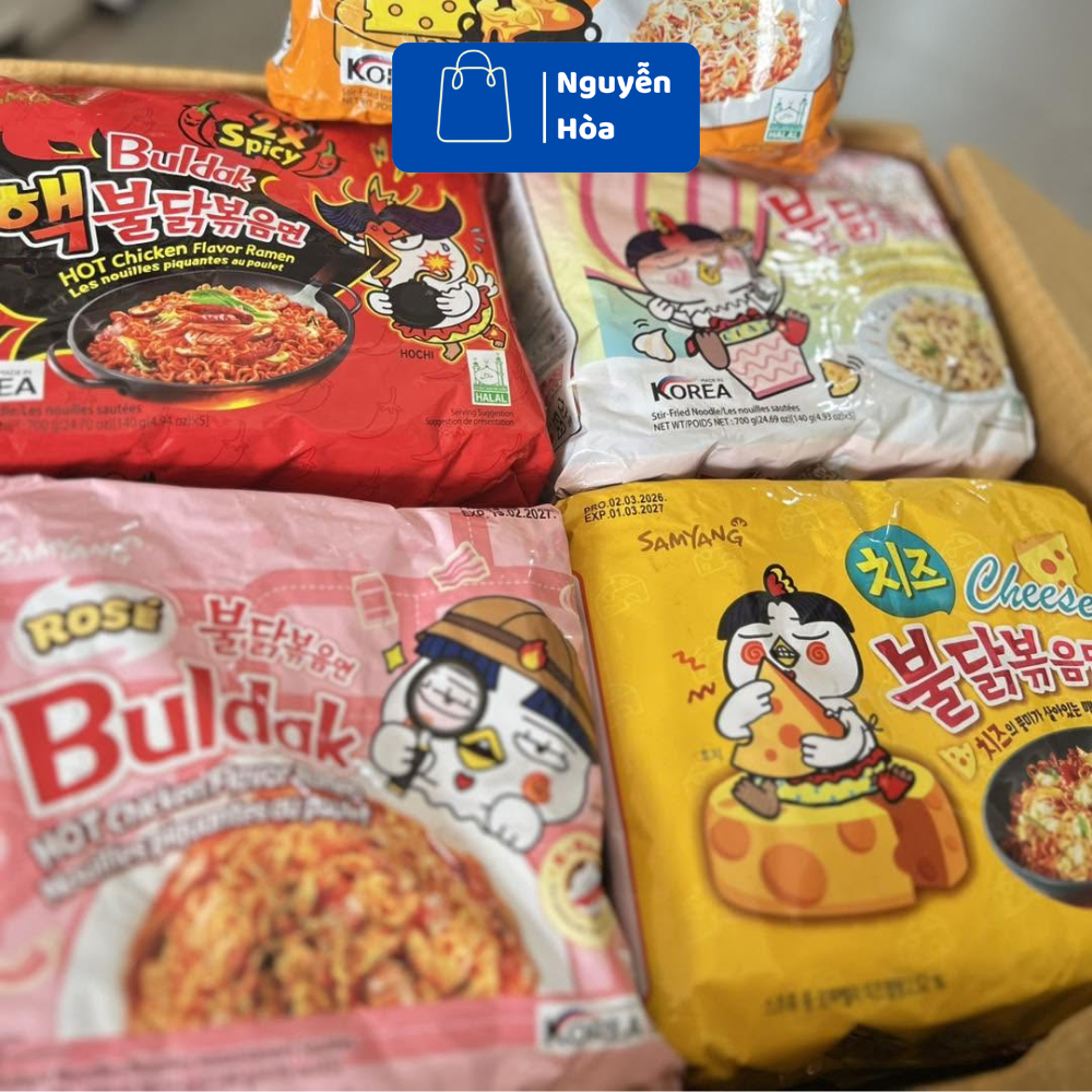 [Combo 5 Gói] Mì Cay Samyang Buldak Hàn Quốc - Đủ Vị: Truyền Thống, Phô Mai, Carbonara, Rose, 2x Spi