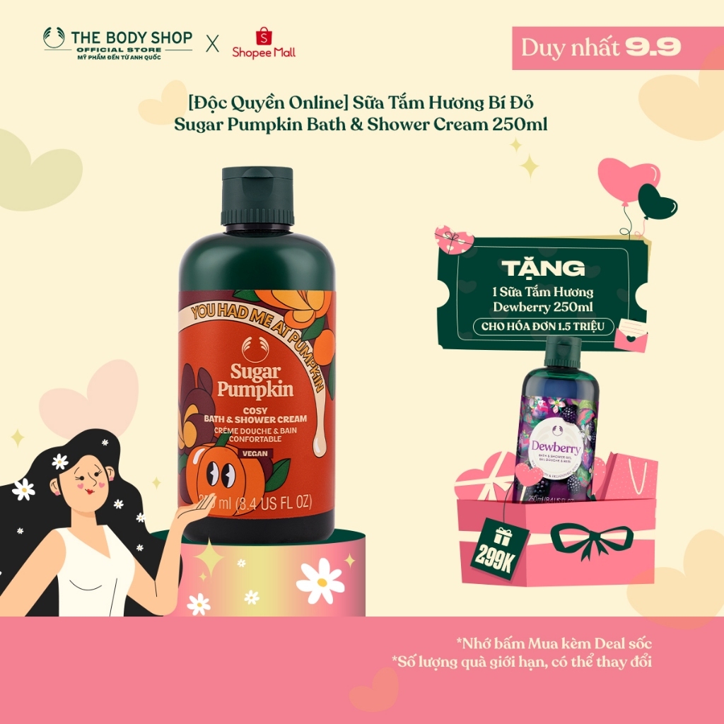 [Độc Quyền Online] Sữa Tắm Hương Bí Đỏ Sugar Pumpkin Bath & Shower Cream 250ml The Body Shop