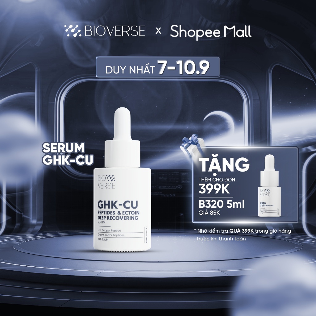 Serum Đồng Peptides Tăng Sừng Khỏe Bioverse GHK-Cu Peptides & Ectoin Deep Recovering Serum 30ml
