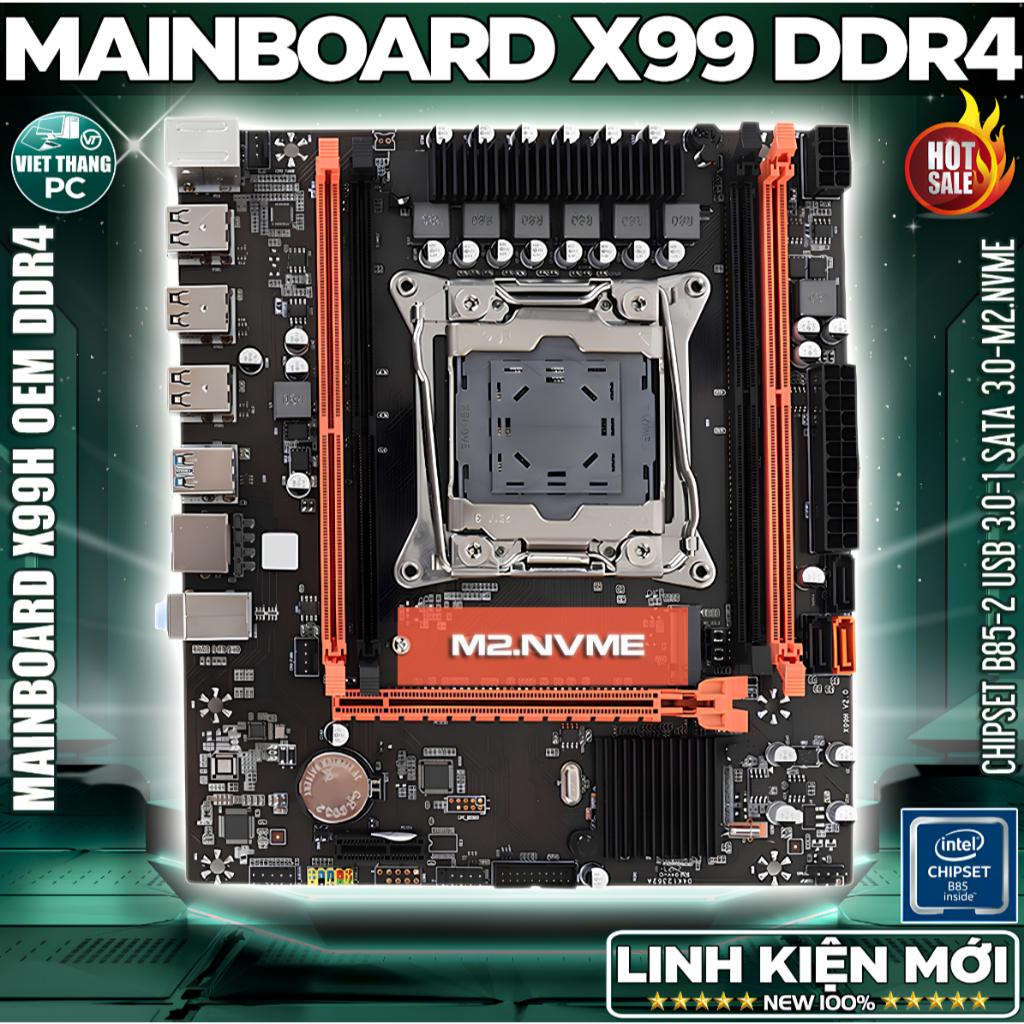 Mainboard - Bo Mạch Chủ X99 OEM DDR4 Model X99H Chạy CPU Intel Xeon E5v3 E5v4 Có cổng M2.Nvme