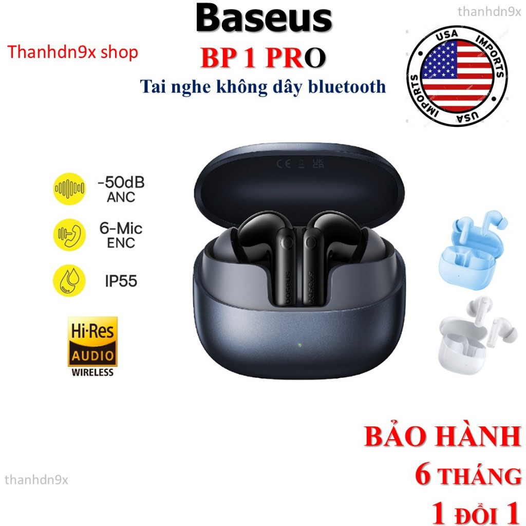 Tai nghe không dây Baseus BP1 Pro ANC -50dB Giảm tiếng ồn Hi-Res Bluetooth 6.0 IPX55 Chống nước 55Hr