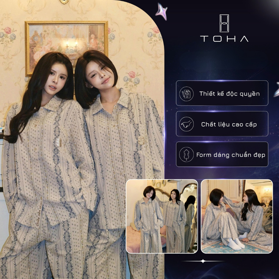 [TET's COLLECTION] TOHA Homewear Set Pijama Unisex Form Rộng Thoáng Mát Mềm Mịn - Đốt Nến Thơm