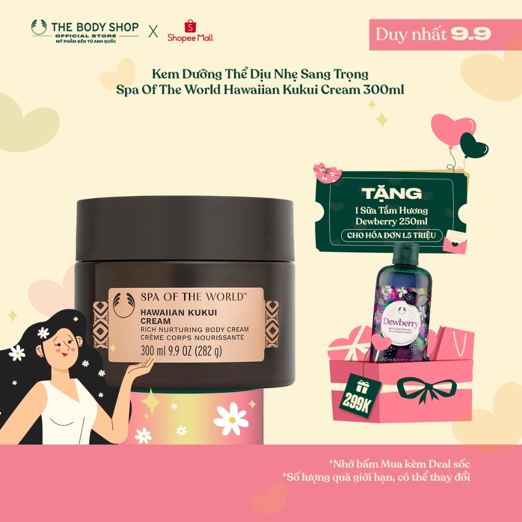 Kem Dưỡng Thể Dịu Nhẹ Sang Trọng Spa Of The World Hawaiian Kukui Cream 300ml The Body Shop