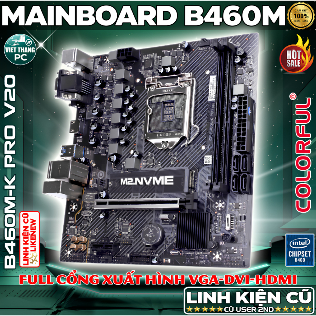 Mainboard - Bo Mạch Chủ Colorful B460M-K Hỗ trợ CPU i3 10100F, i3 10105F, i5 10400F ( Cũ - LikeNew )