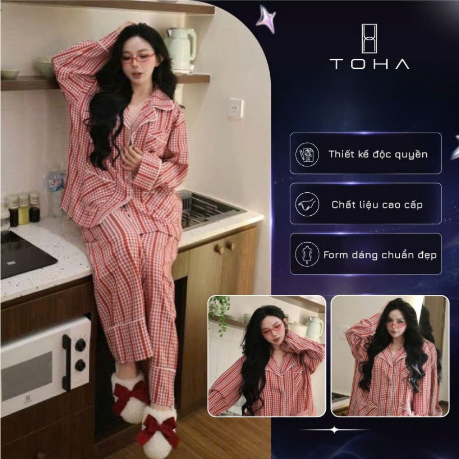 [BST GIÁNG SINH] TOHA Homewear Set Pijama Unisex Form Rộng Mặc Nhà Dễ Thương -CHECKERED BLISS