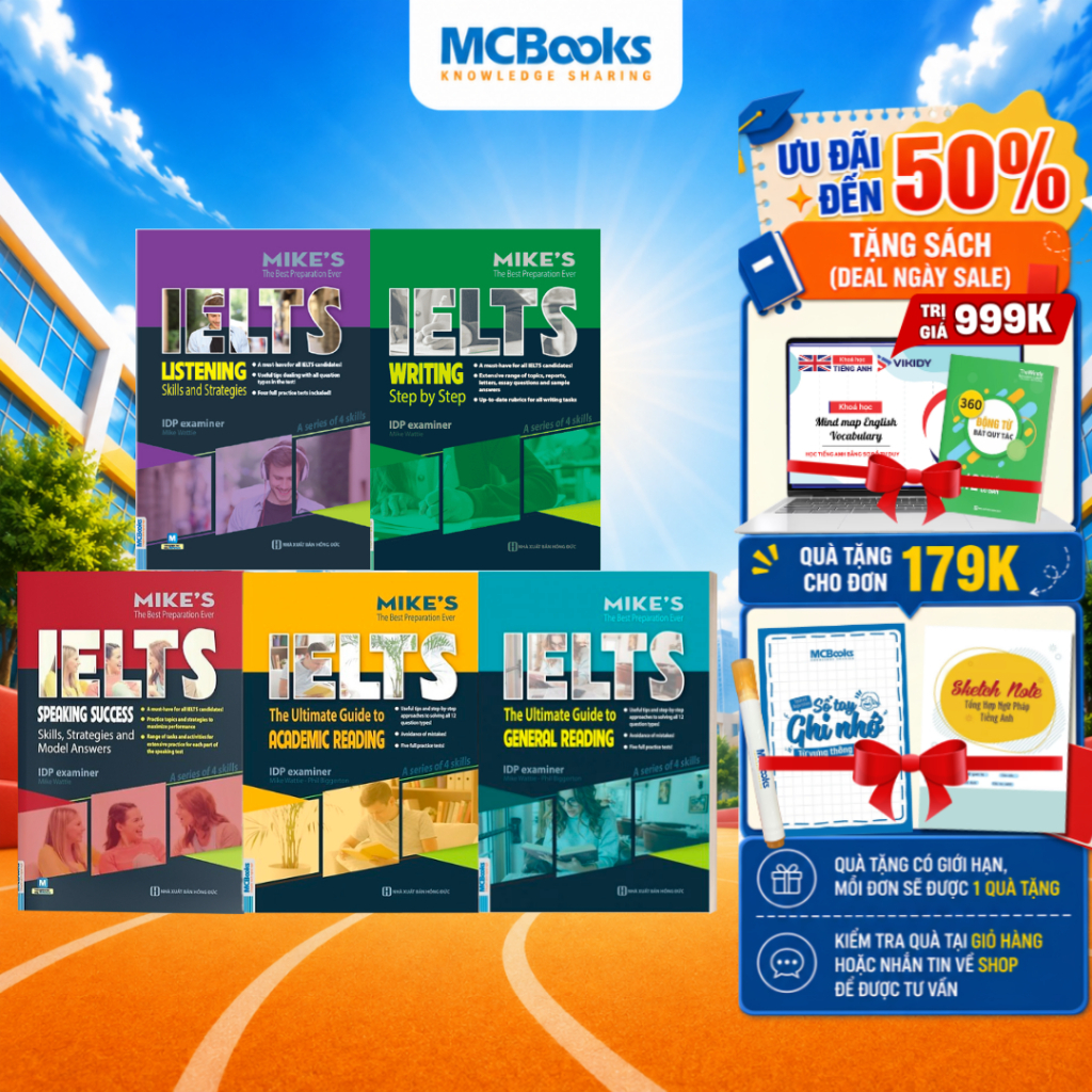 Sách - Combo Ielts Mike's (Beginner, Writing, Reading, Speaking, Listening)