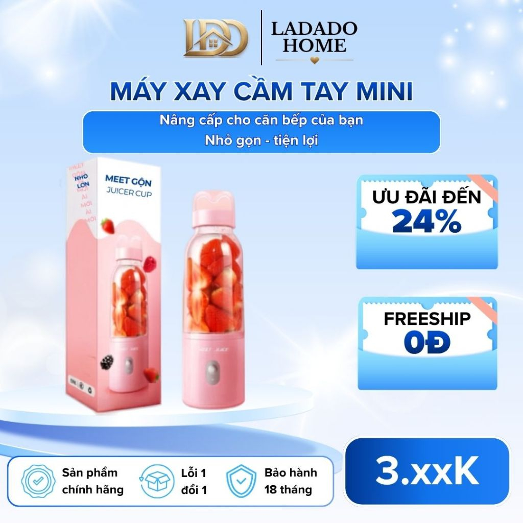 Máy Xay Cầm Tay MEET JUICE 500ml MJ500 - Máy Xay Sinh Tố Mini Đa Năng, Công Suất Mạnh Mẽ, Xay Hoa Qu