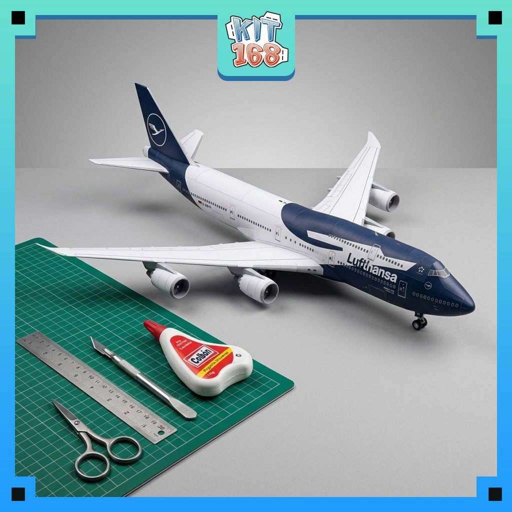 Mô hình giấy máy bay Boeing 747-8i Lufthansa 100 years