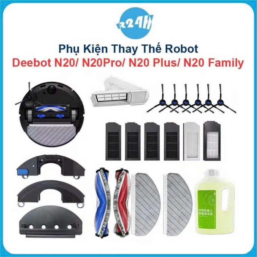 Phụ Kiện Thay Thế Robot Hút Bụi Deebot N20/ N20 Pro/ N20 Plus/ N20 Family, Chổi lăn, Chổi cạnh, Bộ L