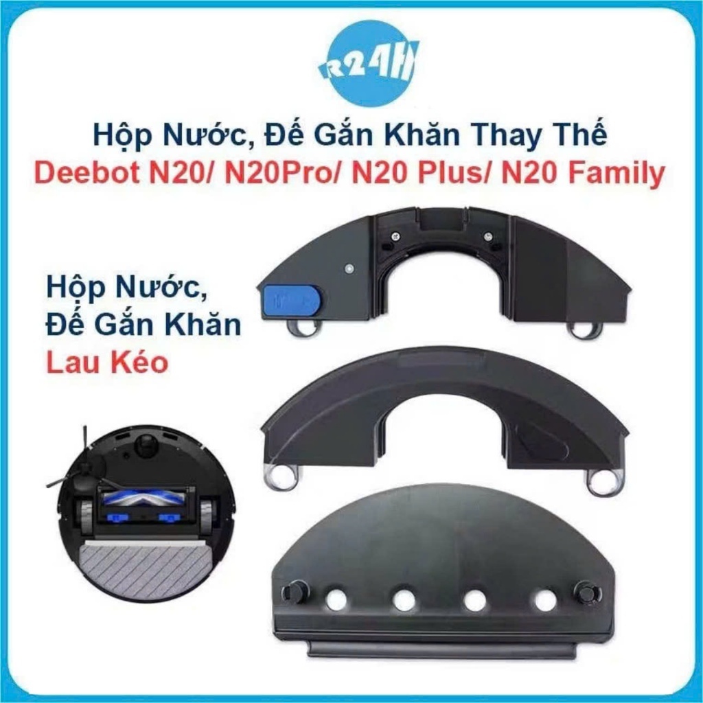 Phụ kiện Đế Gắn Khăn Lau Kéo, Hộp Nước thay thế Robot Deebot N20, N20 Family, N20 Plus, N20 Pro, N20