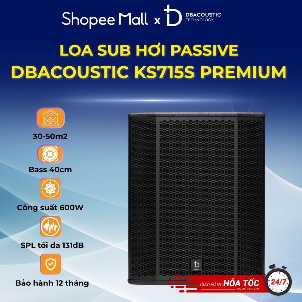 Loa Sub hơi DBAcoustic KS715S PREMIUM  - 600W, bass 40cm - Mạch Class D - Chính hãng - Bảo hành 12 t