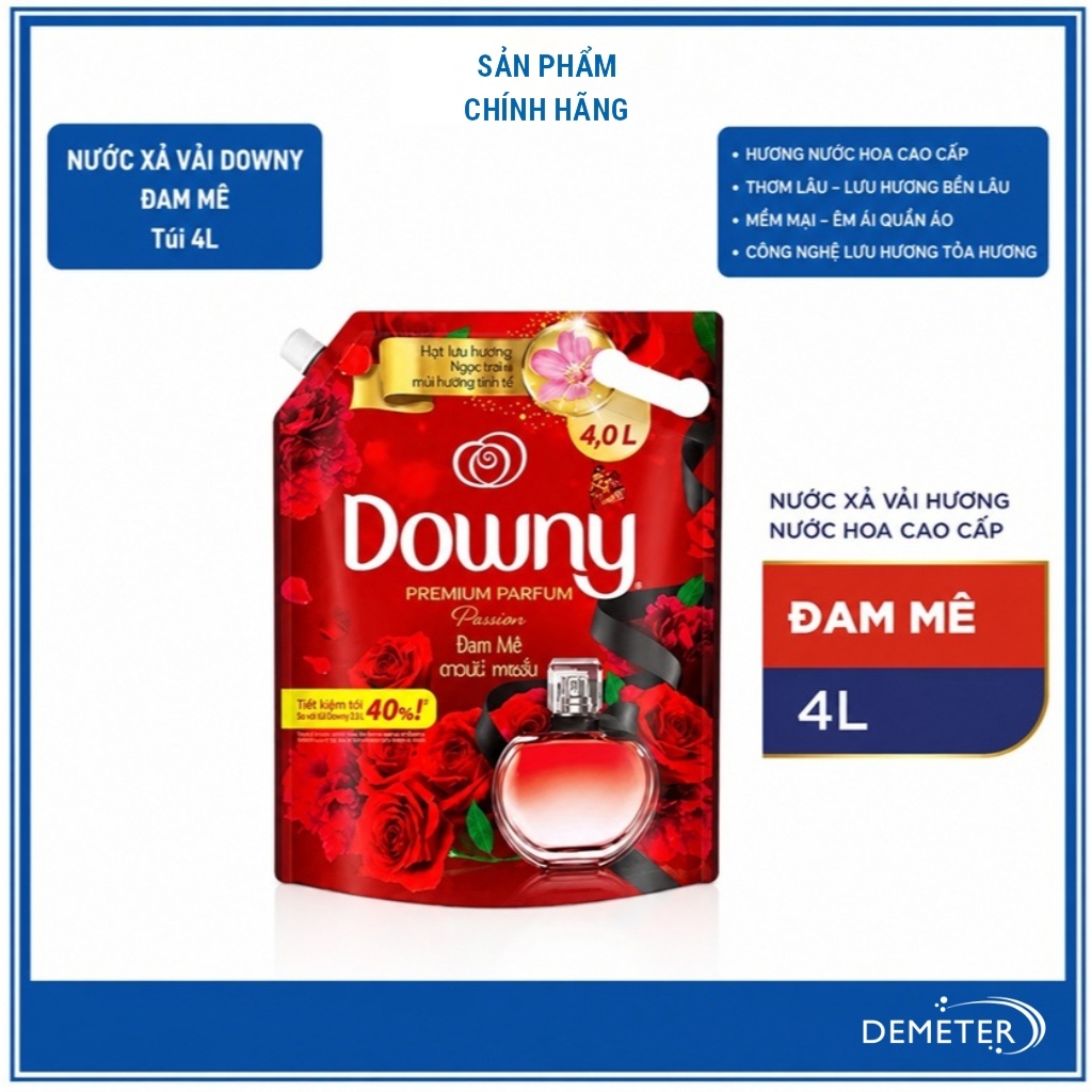 Nước xả vải Downy túi 4L - Hương Đam Mê