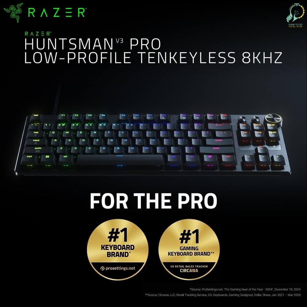 Bàn phím Razer Huntsman V3 Pro Low-profile Tenkeyless 8KHz — Low-profile Analog Optical Esports Keyb