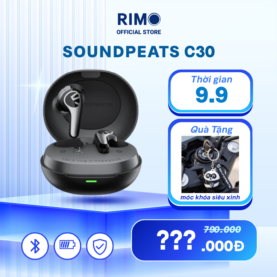 Tai nghe True Wireless SoundPEATS C30 Hybrid ANC, Hi-Res, LDAC, Kháng nước IP54, Bluetooth 6.0
