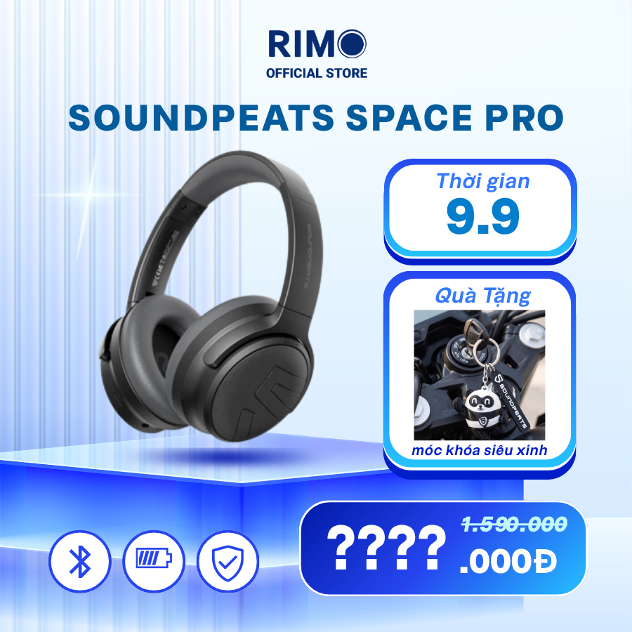 Tai nghe chụp tai SoundPEATS Space Pro, Pin 151 Giờ, Hybrid ANC, Hi-Res Audio LDAC, Bluetooth 5.4