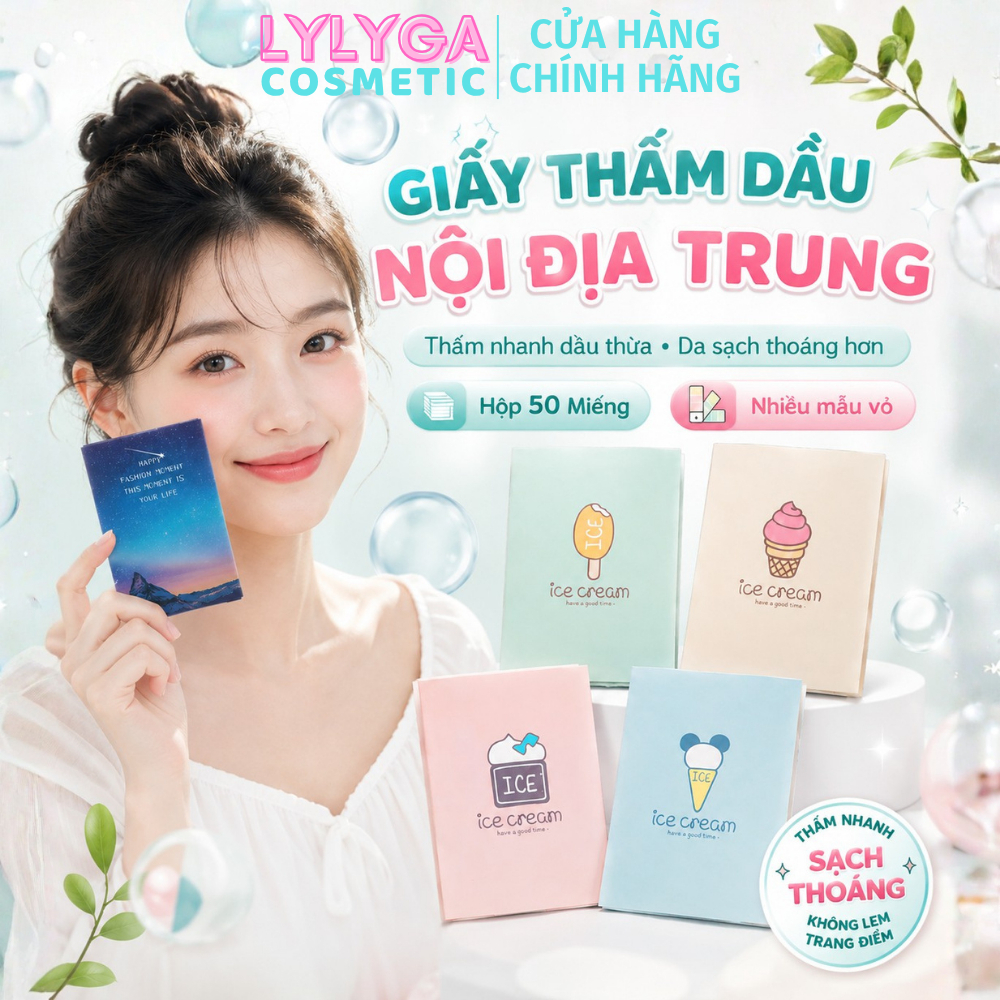 Giấy thấm dầu thấm mồ hôi Hộp 50 Miếng Nội Địa Trung kiểm soát dầu thừa hút dầu trên da hiệu quả DC08