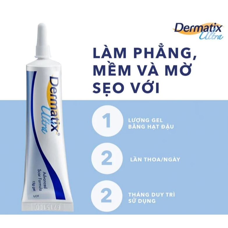 Gel Mờ Sẹo Dermatix Ultra 7g làm phẳng, mềm, mờ sẹo thâm