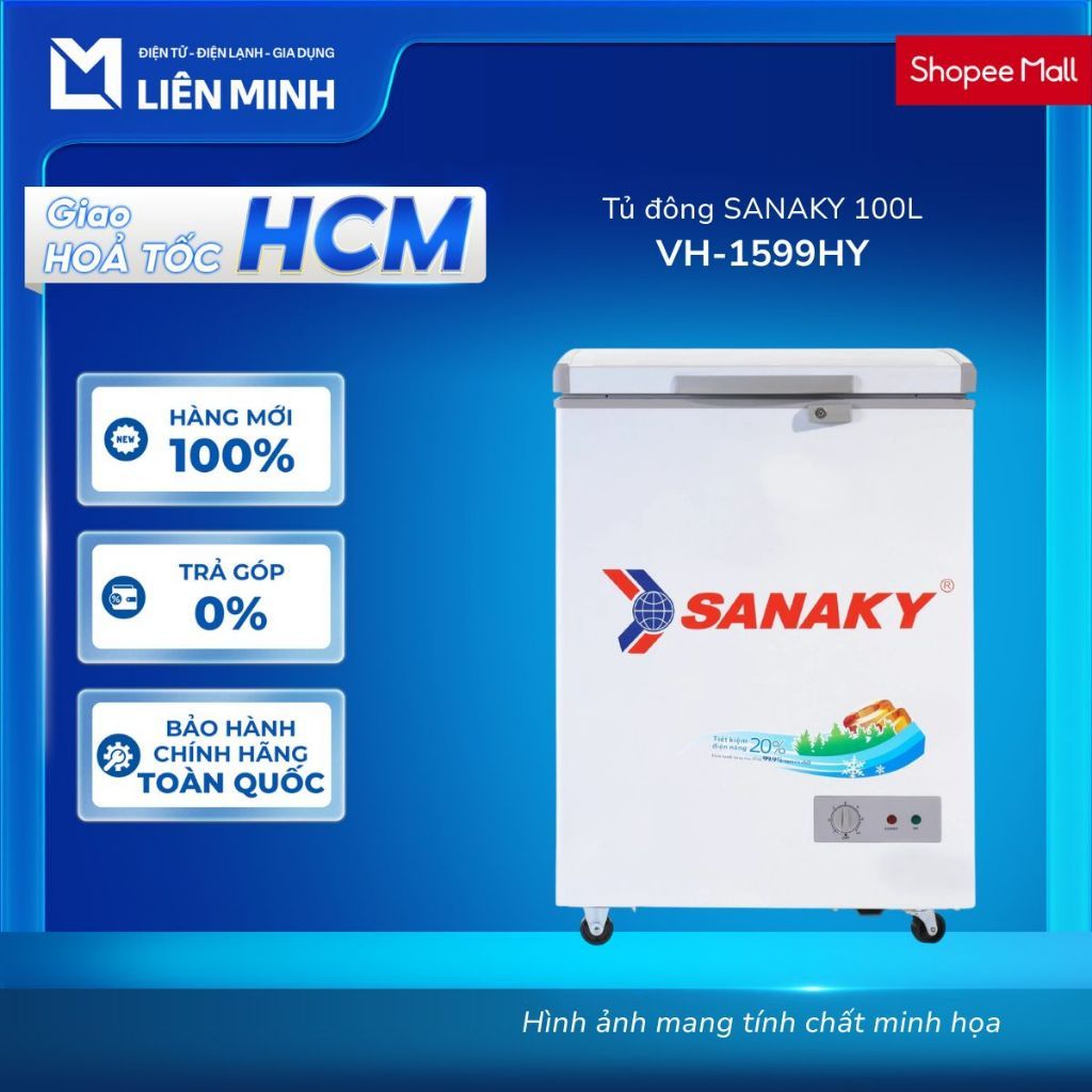 VH-1599HY - Tủ Đông Mini Sanaky 100 Lít VH-1599HY - 1 cửa 1 ngăn đông - 3 chế độ [Giao Toàn Quốc]