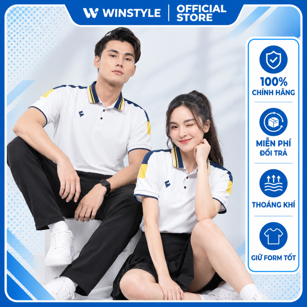 EGAN - Áo Polo NAM NỮ Egan 06 Trắng, Logo sang trọng, Chống nắng UV/UPF 70+, Vải E-COOLDRY mềm mại