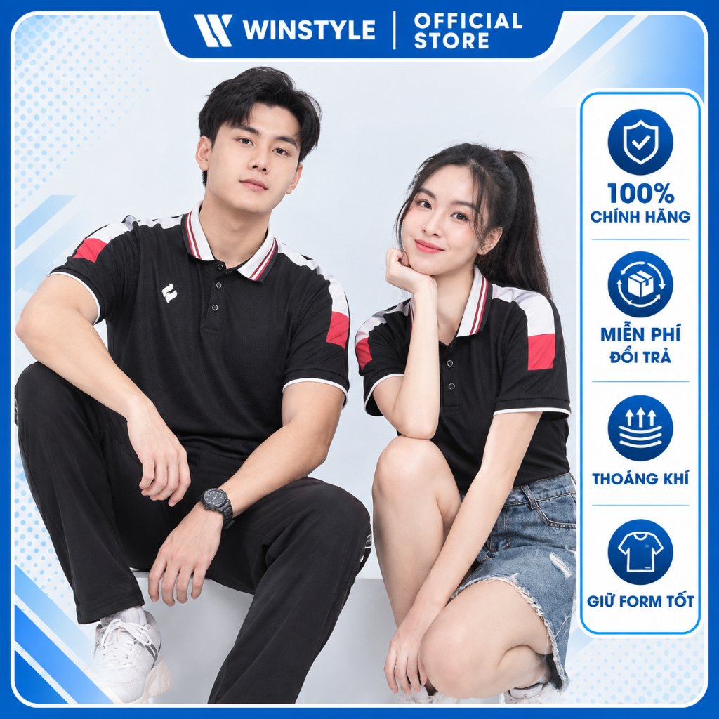 EGAN - Áo Polo NAM NỮ Egan 06 ĐEN, Logo sang trọng, Chống nắng UV/UPF 70+, Vải E-COOLDRY mềm mại