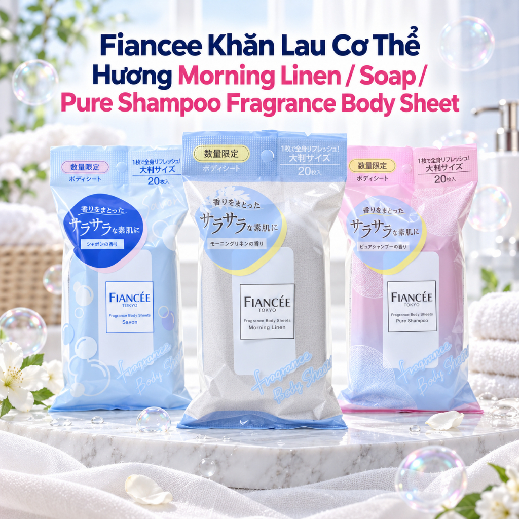 Fiancee Khăn Lau Cơ Thể Hương Morning Linen / Soap / Pure Shampoo Fragrance Body Sheet 【 Direct from