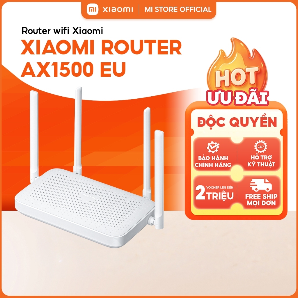 Bộ Phát WiFi Xiaomi Router AX1500 EU | WiFi 6, Tốc Độ 1501Mbps, 4 Cổng Gigabit, Xiaomi Mesh