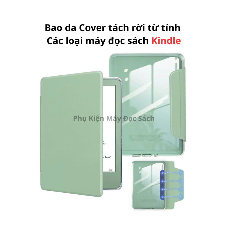 Bao Da Cover Tách Rời Kindle Paperwhite 6/5/4/3/2/1/Kindle Basic 2024/Basic 2022, Case Từ Tính Máy Đ
