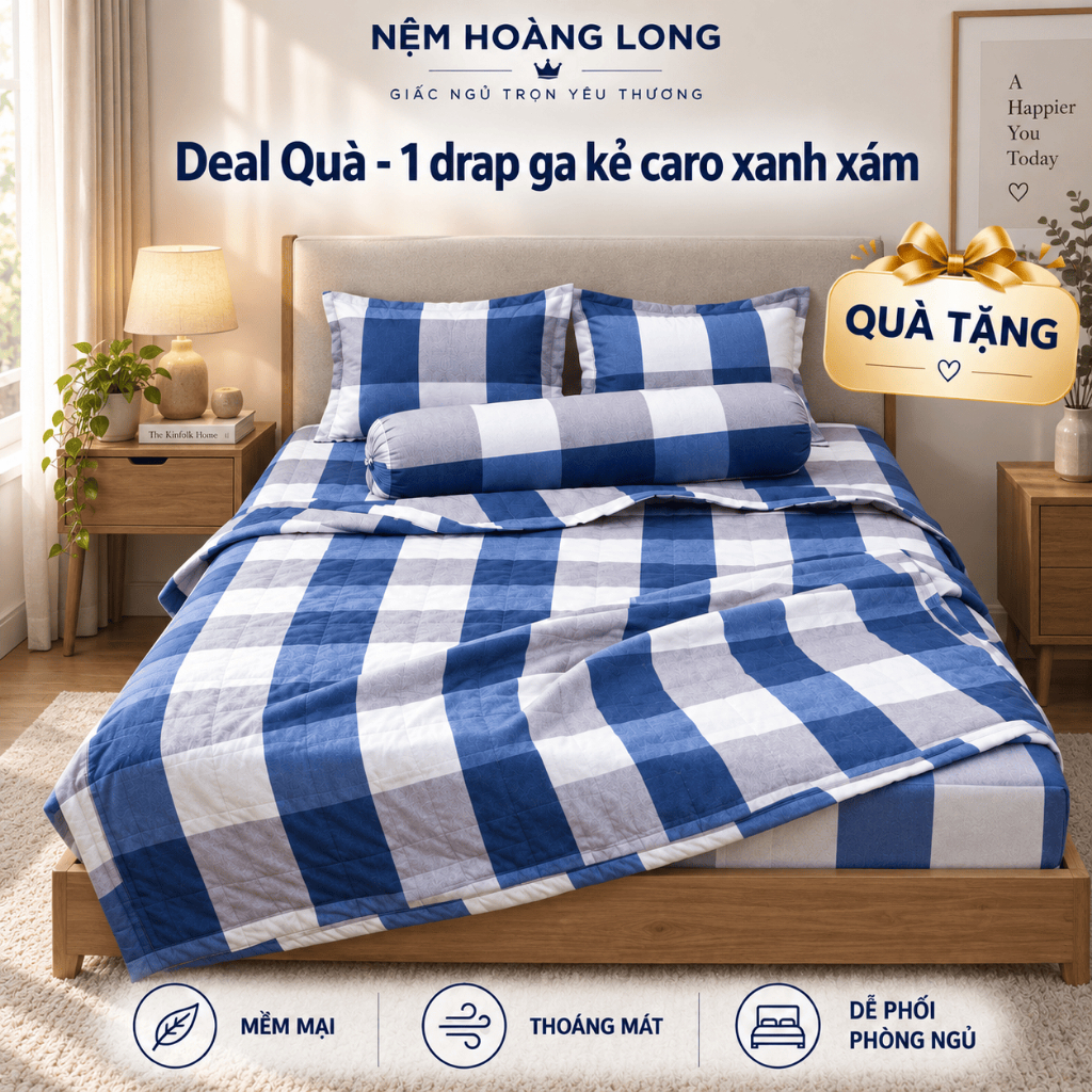 [Deal Quà] Drap Ga Nệm Cotton Quà Tặng Khi Mua Nệm Topper