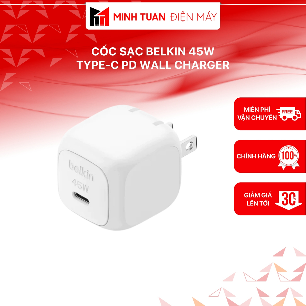 Cốc Sạc Belkin 45W Type-C PD Wall Charger