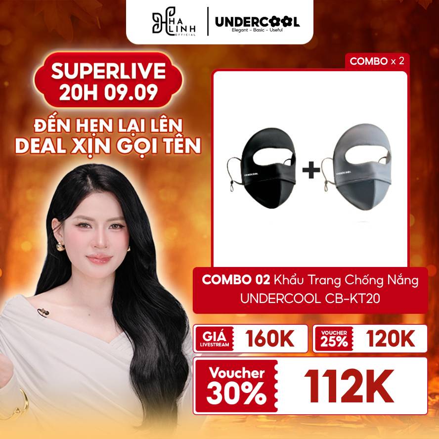 [VHL x UNDERCOOL] COMBO 2 Khẩu trang toàn mặt Fullface chống nắng chống UV UNDERCOOL Che trán, Logo 