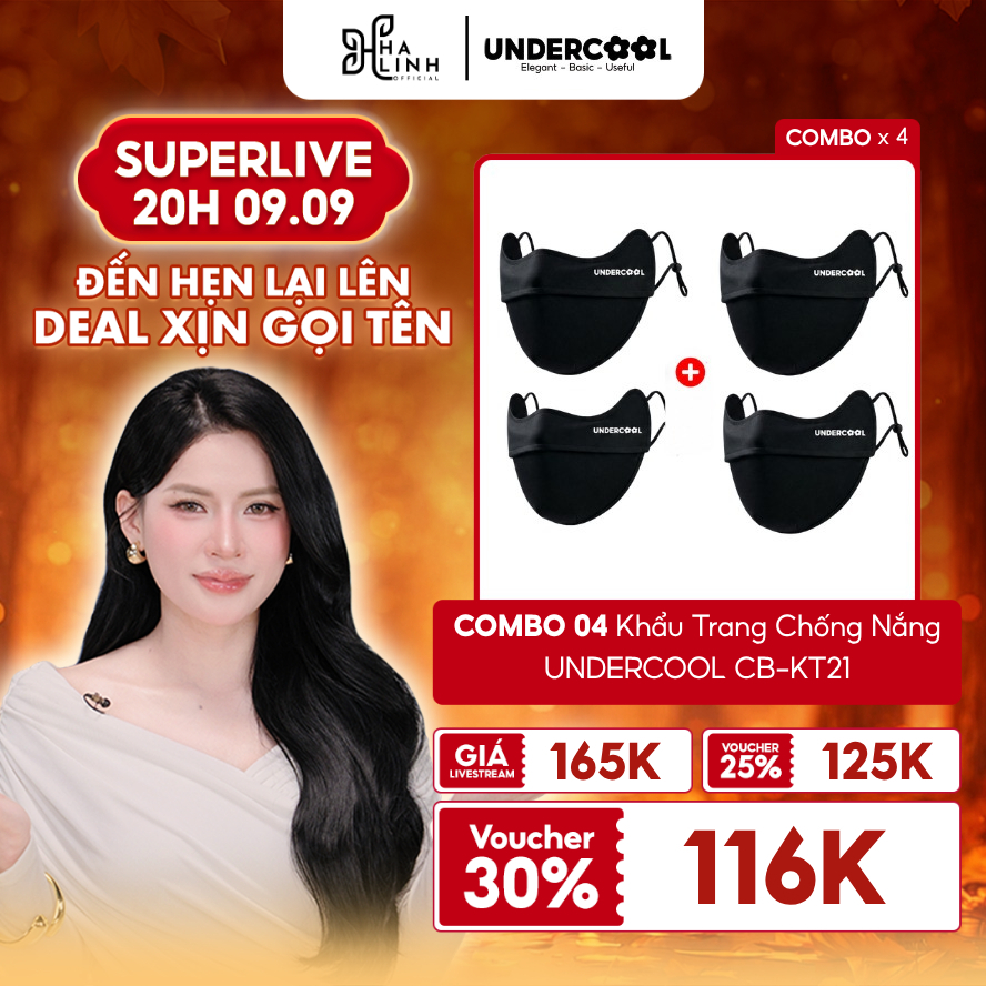 [VHL x UNDERCOOL] COMBO 4 Khẩu Trang Chống UV Thun Lạnh Mát Da, Gọng 3D Chống Lem Son, UNDERCOOL LIV