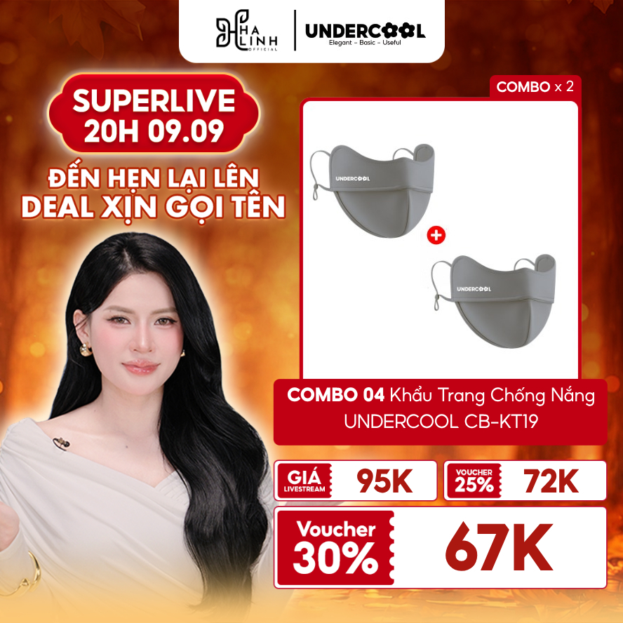 [VHL x UNDERCOOL]COMBO 2 Khẩu Trang Chống Nắng UNDERCOOL Có Gọng,Thun Lạnh 2 Lớp Chống Tia UV KT19