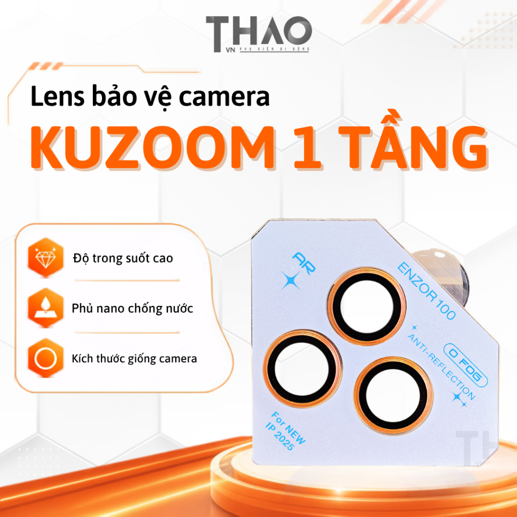 [Máy 3 camera] Lens kính bảo vệ camera 3 mắt camera Kuzoom AR chính hãng dành cho iP