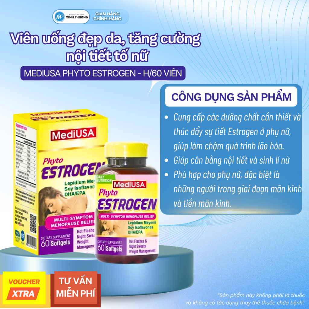 ✅ [CHÍNH HÃNG] VIÊN UỐNG ĐẸP DA, NỘI TIẾT TỐ NỮ - MEDIUSA PHYTO ESTROGEN LỌ 60 VIÊN
