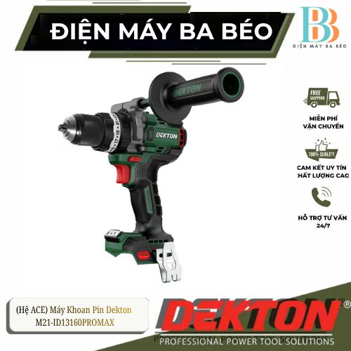 (Hệ ACE) Máy Khoan Pin Dekton M21-ID13160PROMAX -Brushless - Lực Siết 160Nm - Đầu Cặp Jacobs Cao Cấp
