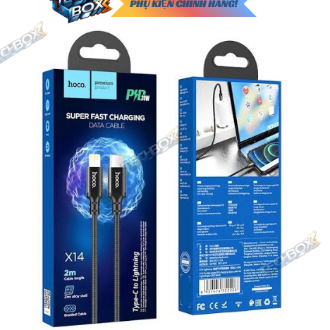 CÁP SẠC HOCO X14 USB TO TYPE-C DÀI 2 MÉT, CÁP HOCO X14 20W DÀI 1 MÉT IP TO TYPE-C, CÁP HOCO X14 MAX 