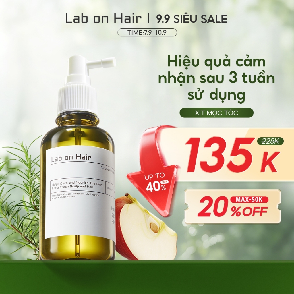 Xịt mọc tóc Lab on Hair 160ml xịt dưỡng tóc với giấm táo Kích thích mọc tóc Rụng Tóc