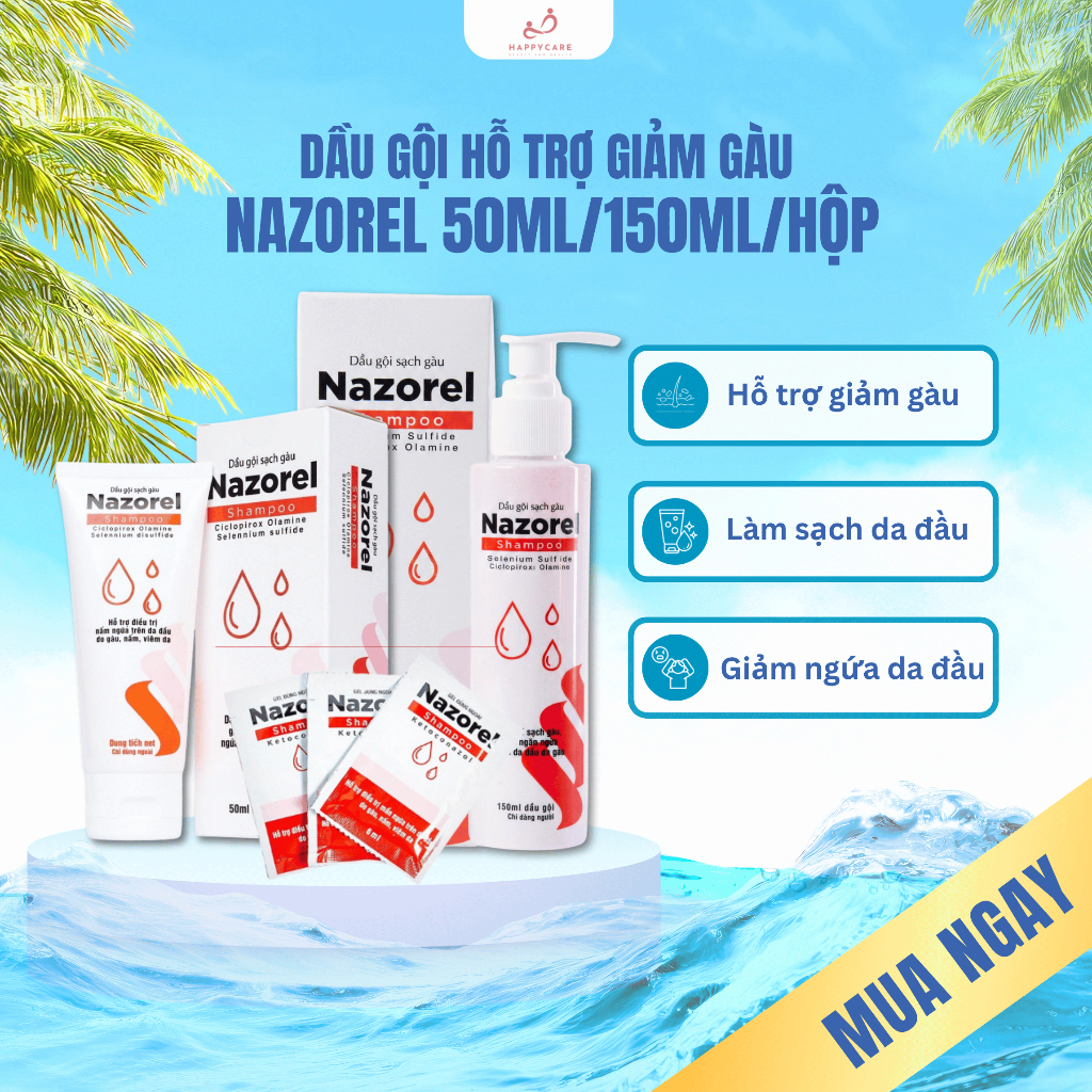 Dầu Gội Nazorel 50ml/150ml/hộp Hỗ Trợ Giảm Gàu, Ngứa, Bong Tróc Da Đầu, Chăm Sóc Da Đầu Khô Nhạy Cảm