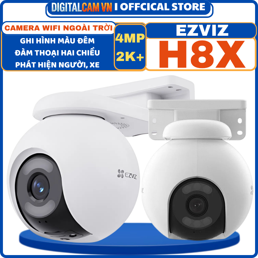 [H8X] CAMERA WIFI NGOÀI TRỜI EZVIZ H8X 4MP COLOR 2K - XOAY 360, ĐÀM THOẠI 2 CHIỀU, PHÁT HIỆN NGƯỜI, 