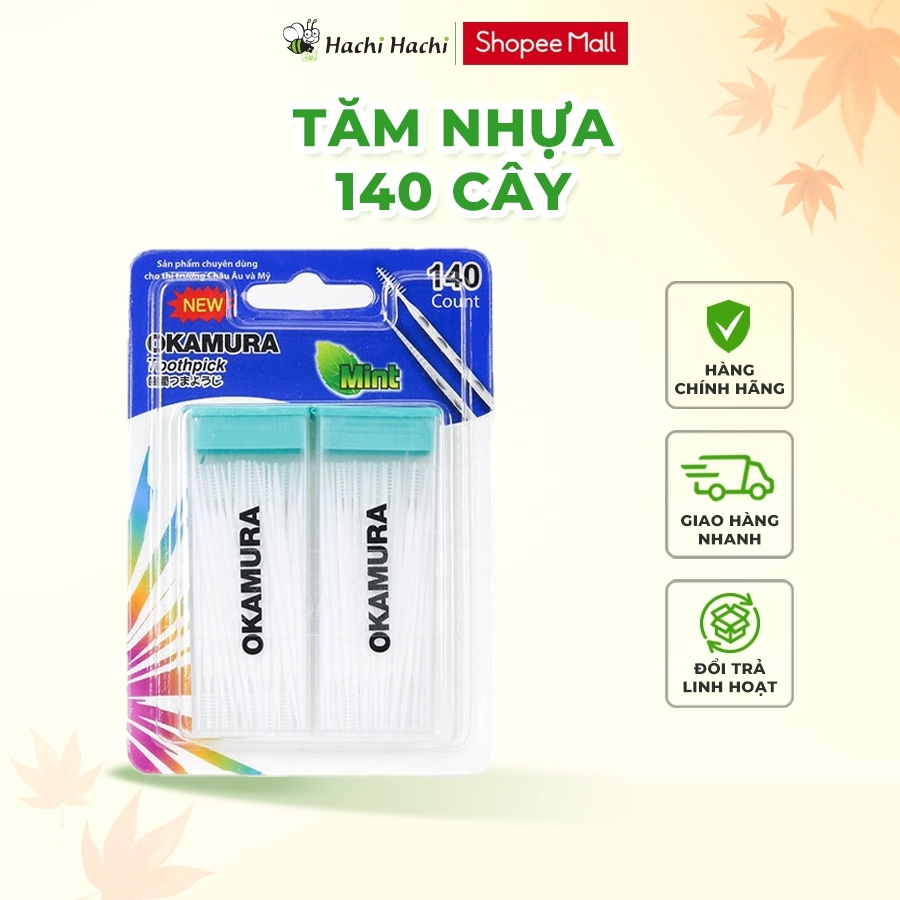 Tăm nhựa Okamura dạng hộp (2 hộp x 70 cái) - Hachi Hachi Japan Shop