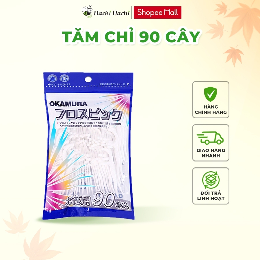 Tăm chỉ nha khoa Okamura cao cấp, dạng túi 90 cây/túi - Hachi Hachi Japan Shop
