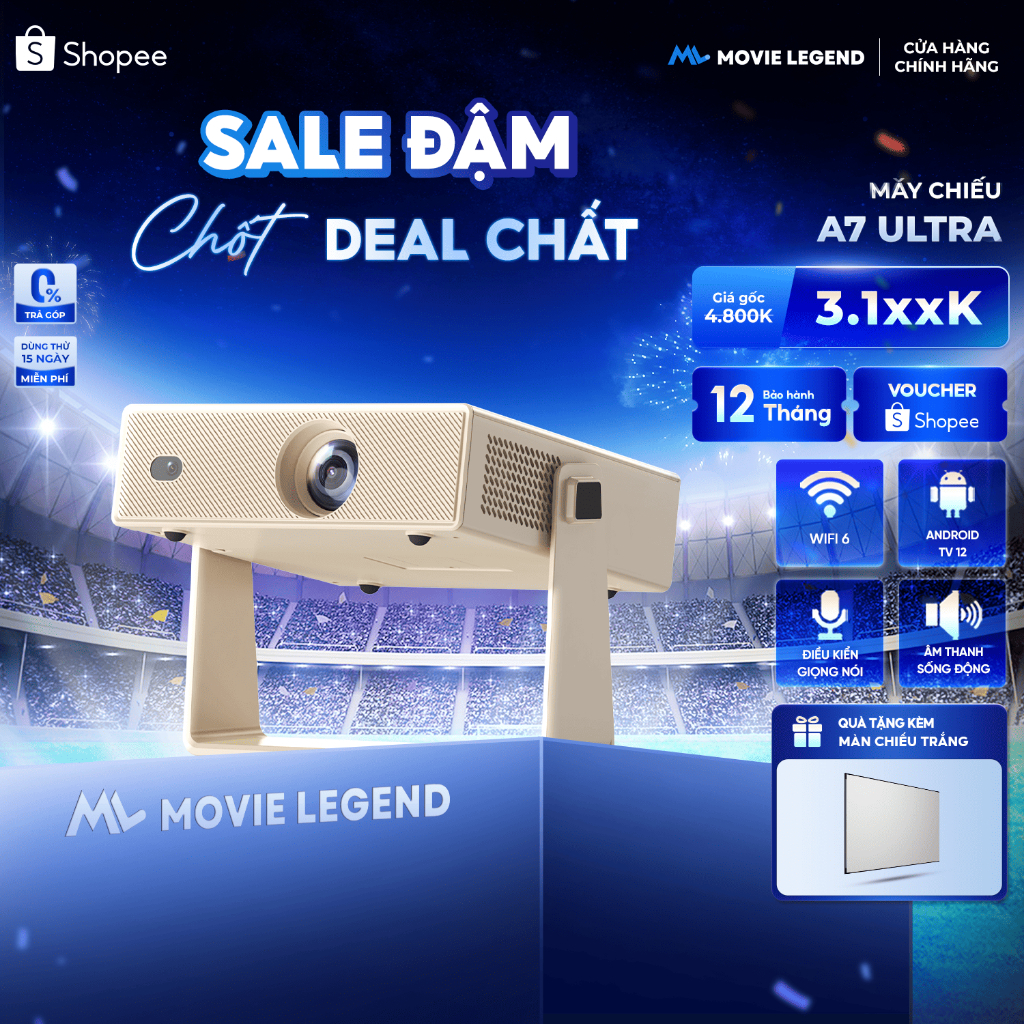 [New 2026] Máy Chiếu A7 Ultra - Máy Chiếu Movie Legend, Độ Phân Giải Full HD