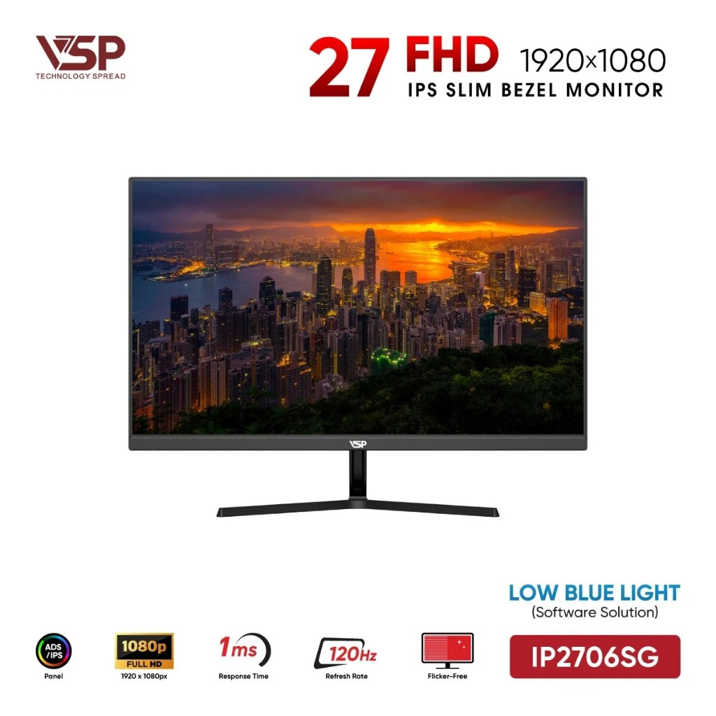 Màn Hình VSP IP2706SG (27 inch / IPS / FHD / 120Hz / 1ms)-Màn hình viền mỏng 27 inch, 120hz, bảo hàn