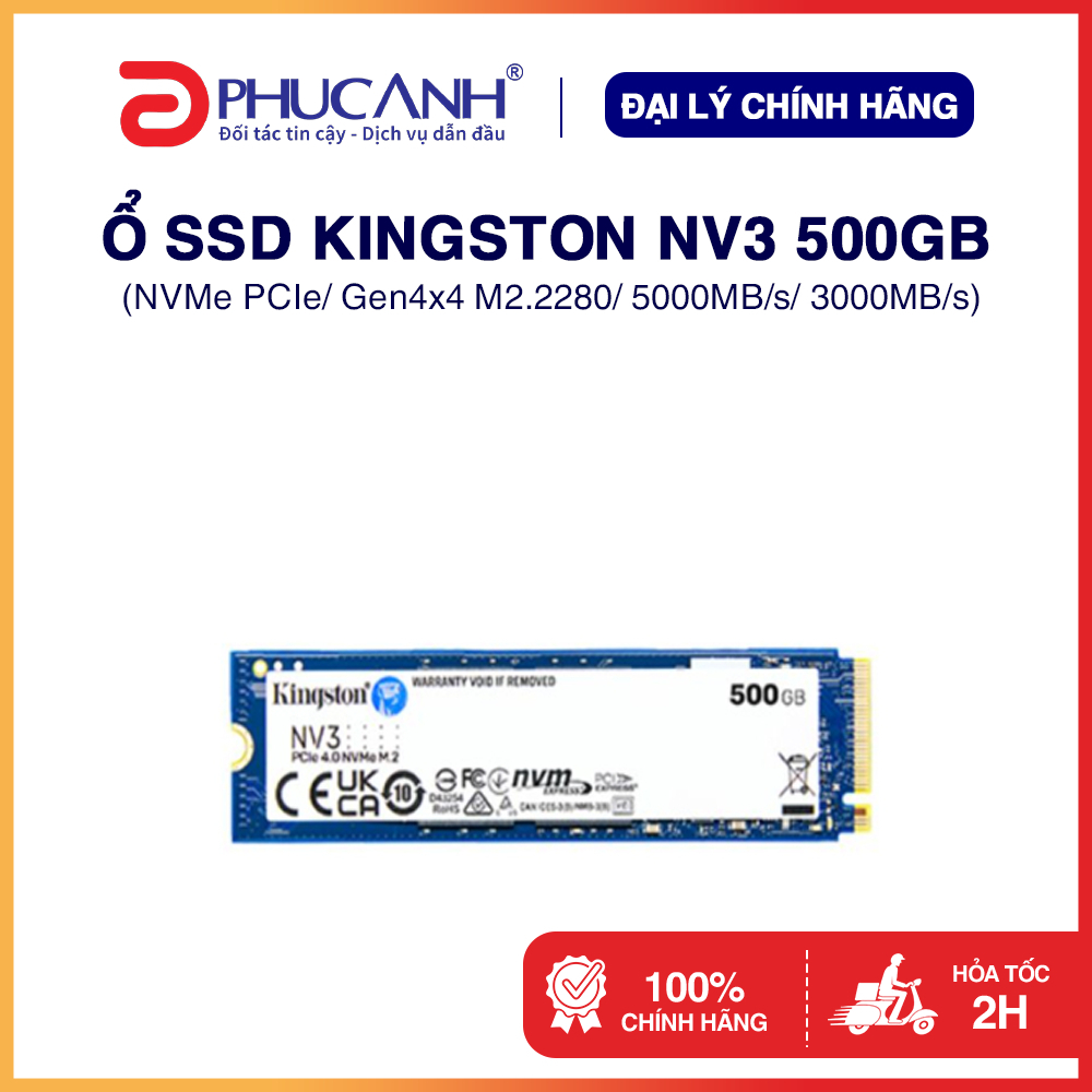 Ổ SSD Kingston NV3 500Gb NVMe PCIe, Gen4x4 M2.2280 - Hàng Chính Hãng, BH 36 tháng