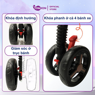 Xe đẩy gấp gọn cho bé HT105 thiết kế đẩy 2 chiều, 3 tư thế ngồi, ngả, nằm khung vàng đồng cho bé từ sơ sinh