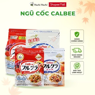 Ngũ cốc Calbee Nhật Bản, grandnola yến mạch, bổ sung chất xơ, vitamin mix trái cây vị nguyên bản/ ít đường túi 400g/450g