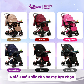Xe đẩy gấp gọn cho bé HT105 thiết kế đẩy 2 chiều, 3 tư thế ngồi, ngả, nằm khung vàng đồng cho bé từ sơ sinh